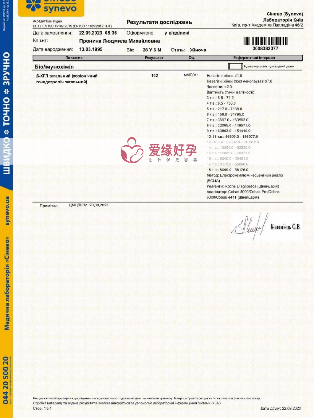 乌克兰代孕代孕代母第9天验孕成功