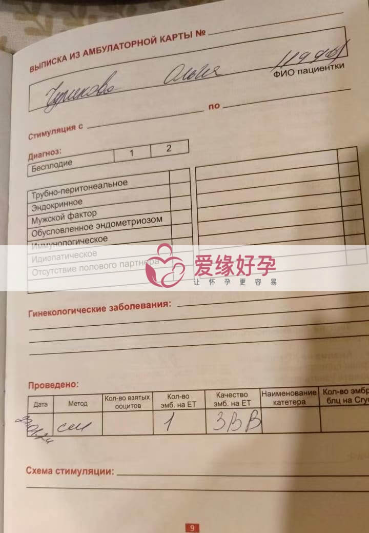哈萨克斯坦试管婴儿助代母妈今天移植一颗囊胚
