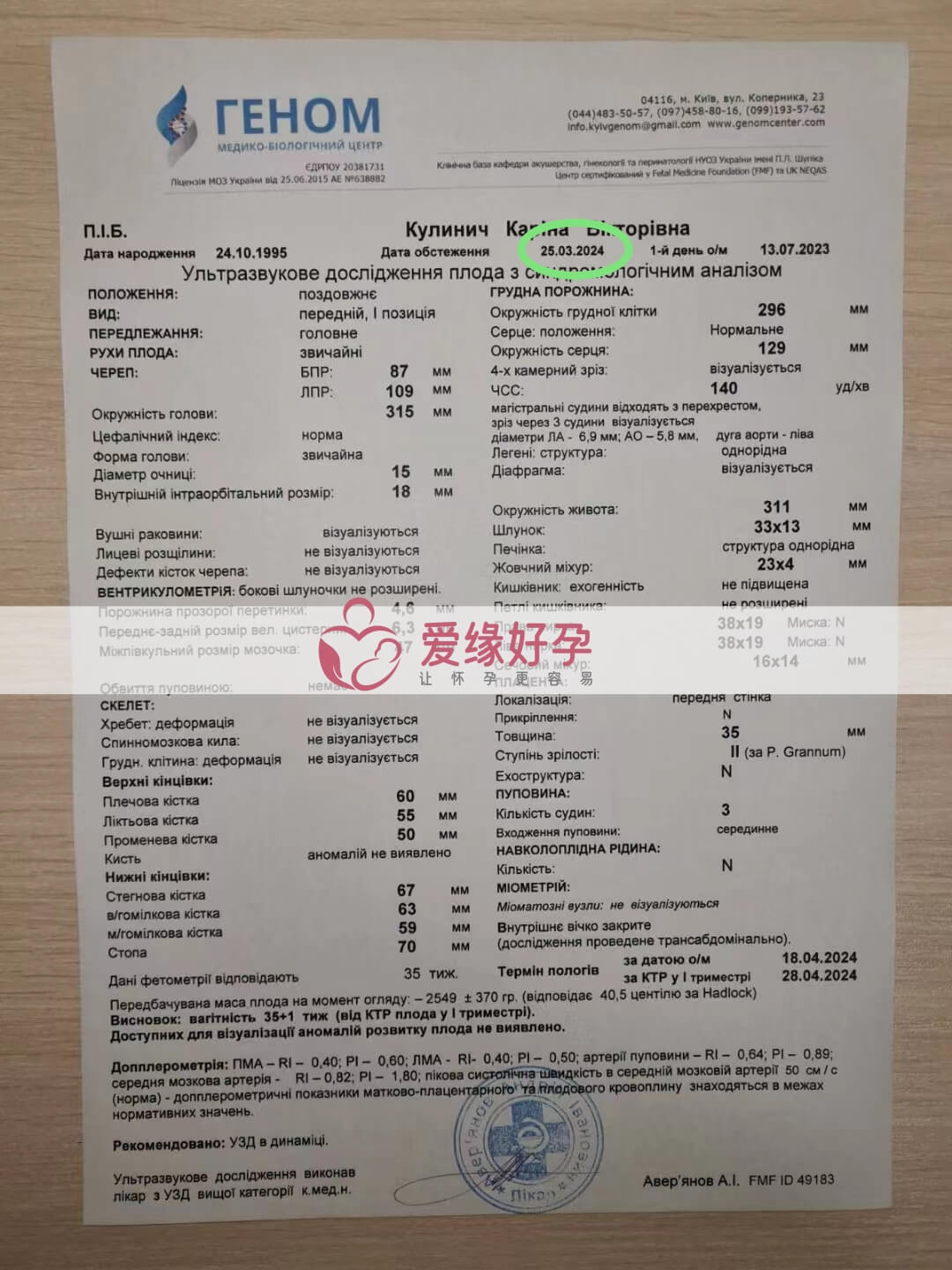 代孕代孕代母35周孕检顺利通过