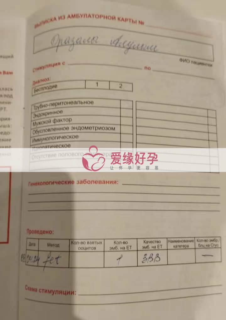 爱缘好孕:代孕代孕代母移植一颗囊胚