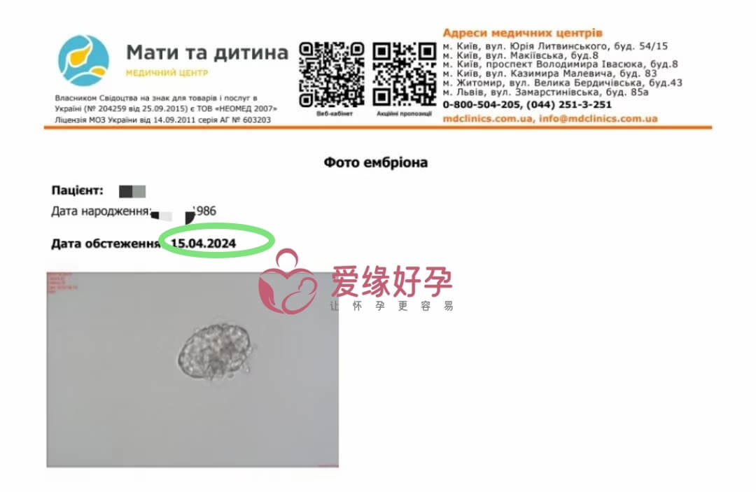 爱缘好孕:乌克兰代孕代母今天移植了一颗6AA囊胚