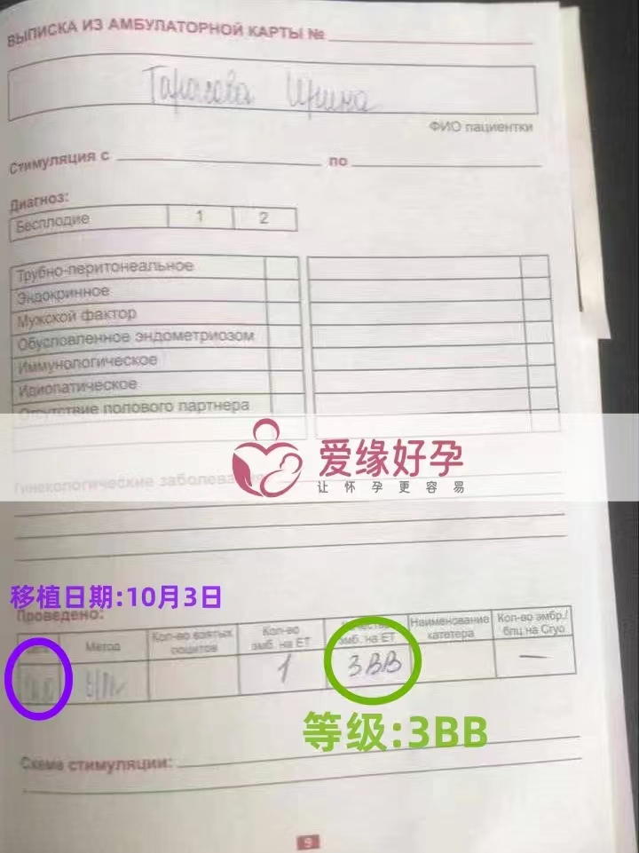 哈萨克斯坦代孕代母顺利移植一颗3BB的胚胎