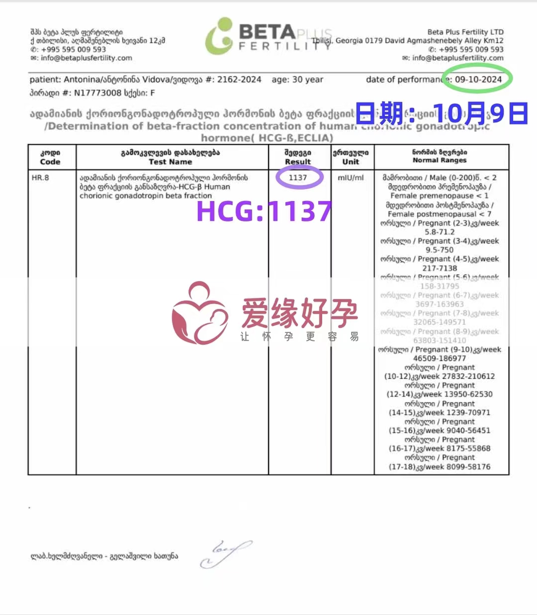 格鲁吉亚代孕代母验孕成功
