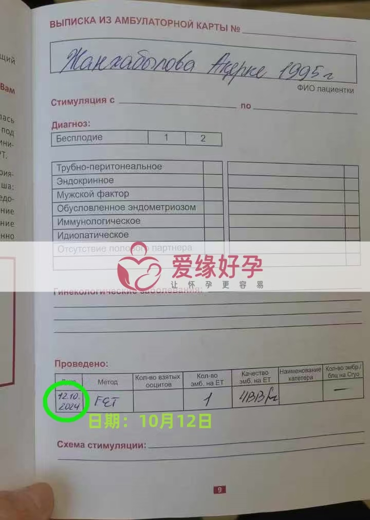 哈萨克斯坦代孕代母移植了一颗4BB囊胚