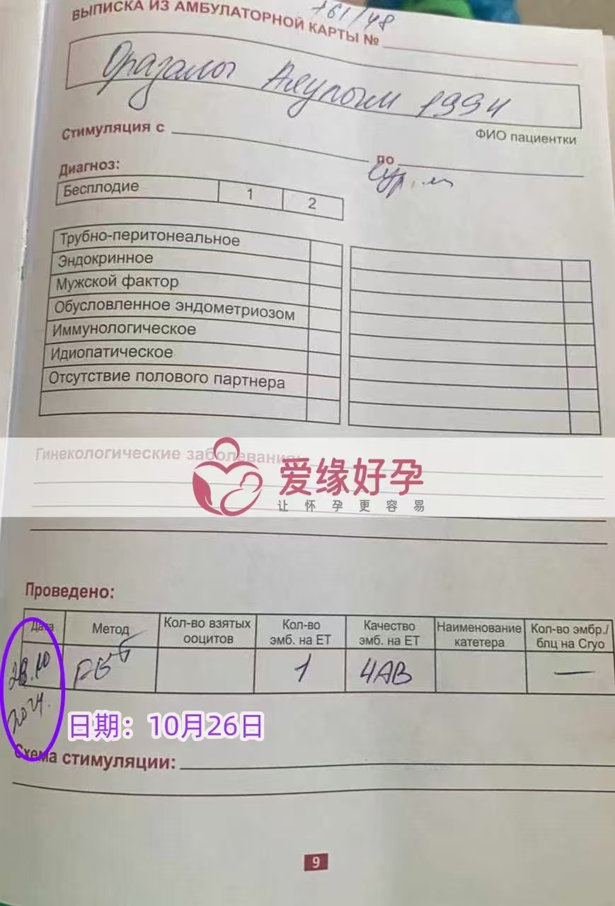 哈萨克斯坦代孕代母10月26日顺利完成移植