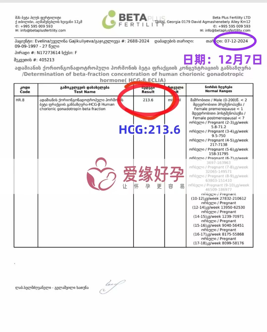 格鲁吉亚代孕代母验孕成功