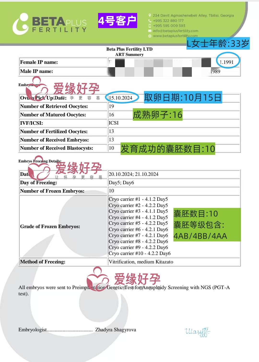 爱缘好孕: 10月11月9位自卵委托父母养囊损耗率数据统计-均值43%