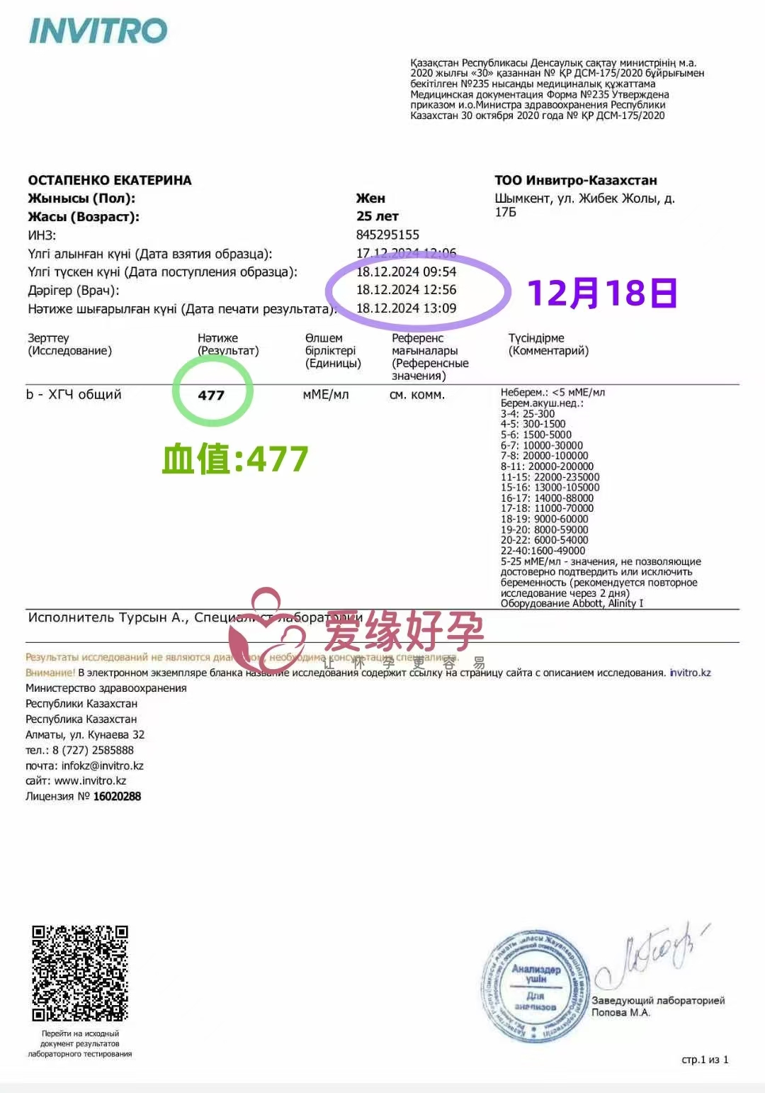 哈萨克斯坦代孕代母验孕成功