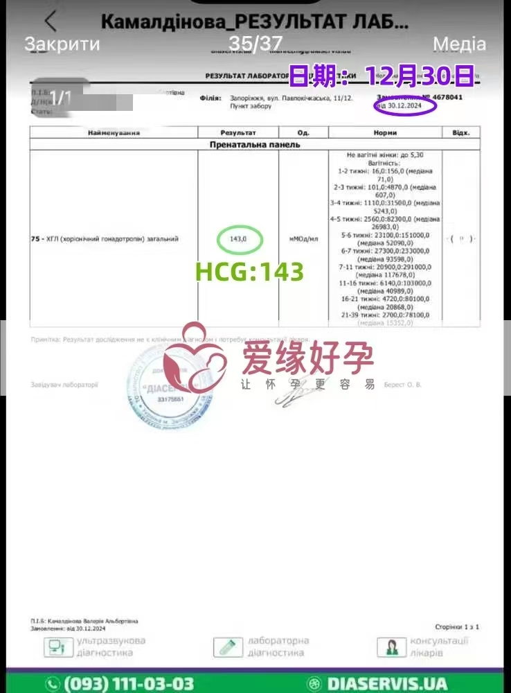 乌克兰代孕代母验孕成功