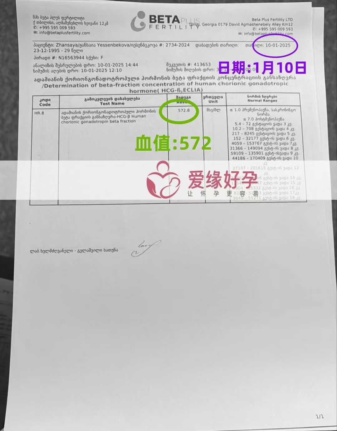 格鲁吉亚代孕代母验孕成功