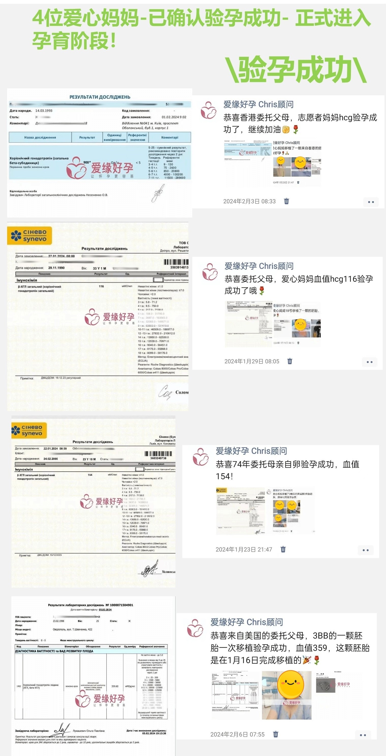 爱缘好孕:1月代孕好孕简报