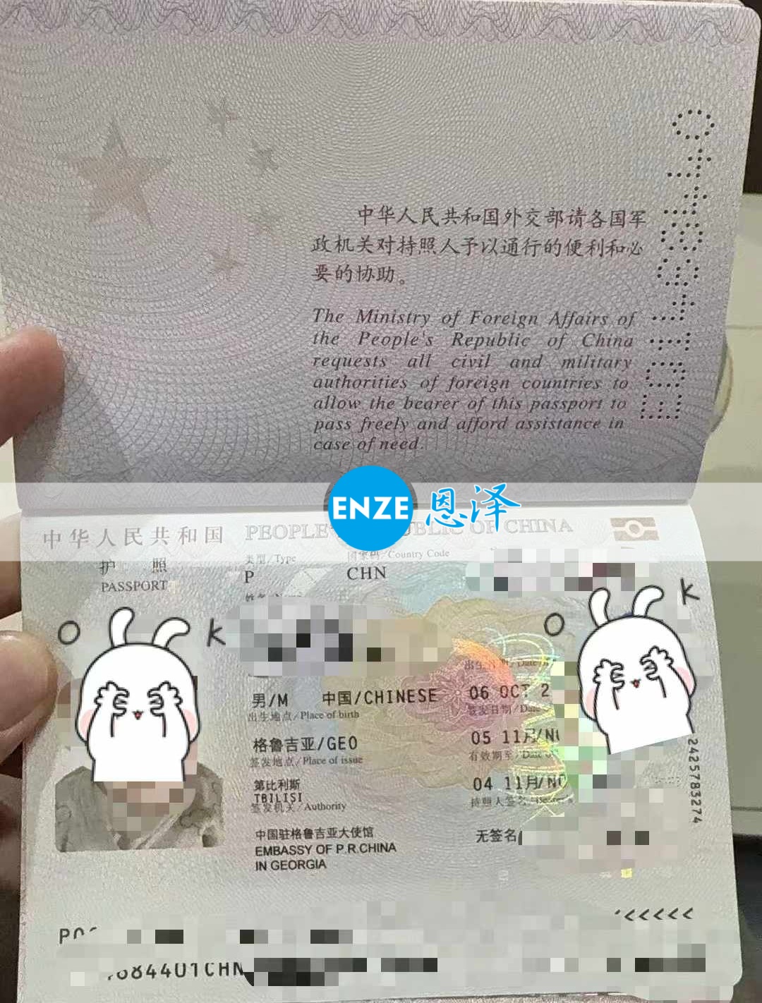 恩泽格鲁吉亚代孕宝宝出生不满一月,护照已到手